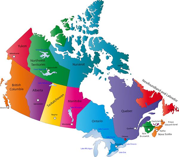 Map of Canadian provinces